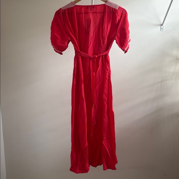 J CREW RED SMOCKED MIDI DRESS- 00P NWT - Picture 7 of 8